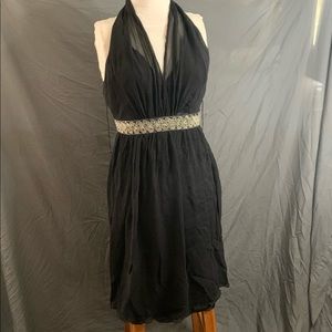 Silk Little Black Halter Dress